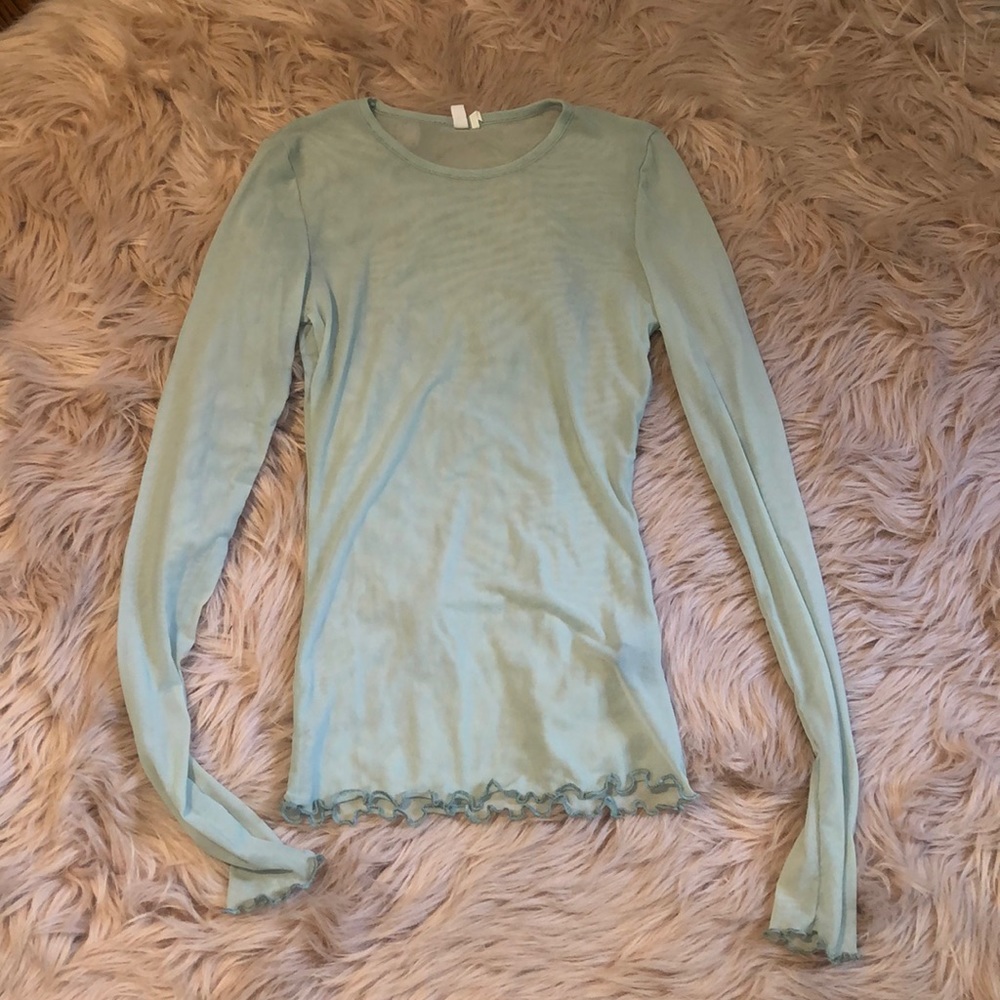 Mint green mesh long sleeve